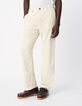 Herren-Chino aus geripptem Samt in Ecru mit geradem Bein-2