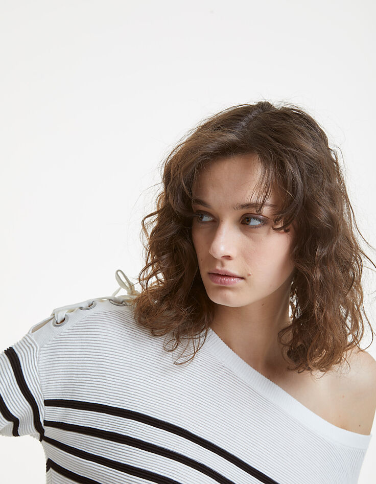 Pull marinière lacet femme-5