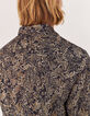 Zwart SLIM overhemd print gele bloemen Heren-5
