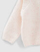 Gebreid wit vest roze dupions rits babymeisjes-5