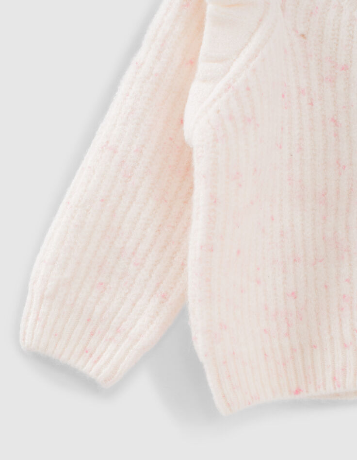 Gebreid wit vest roze dupions rits babymeisjes-5