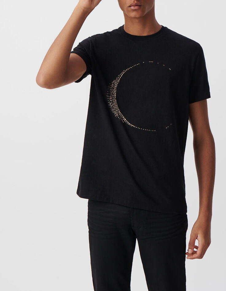 Zwart T-shirt borduursel maan Heren-2