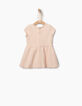 Robe rose poudré maille embossée bébé fille-3