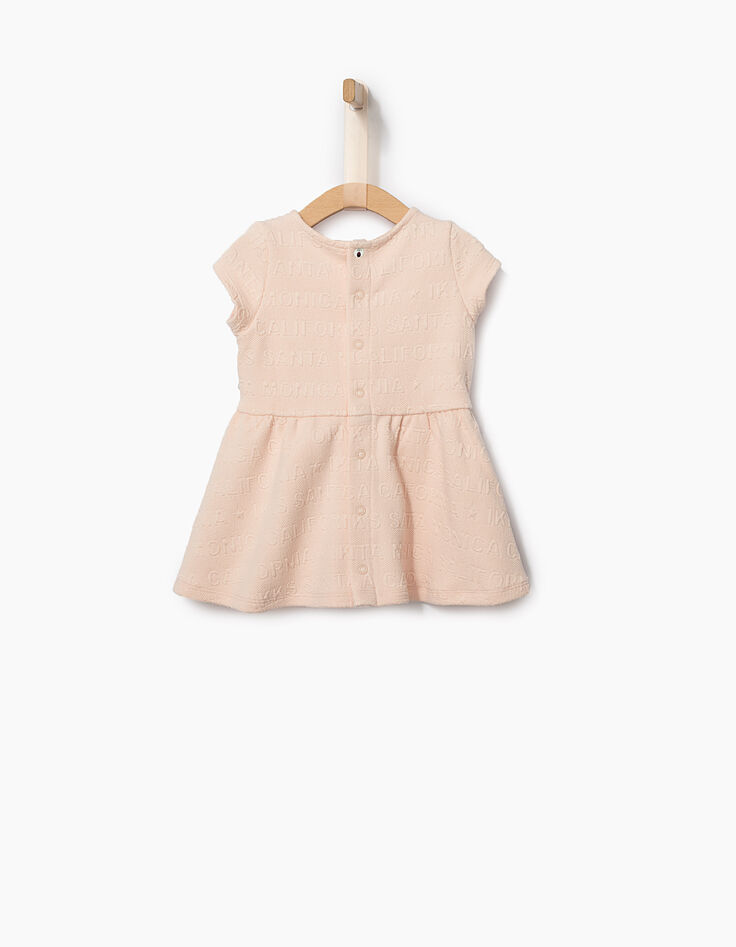Robe rose poudré maille embossée bébé fille-3