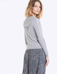 Cardigan zippé gris à capuche visuel Love femme-3