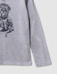 T-shirt gris coton bio visuel chien garçon-4