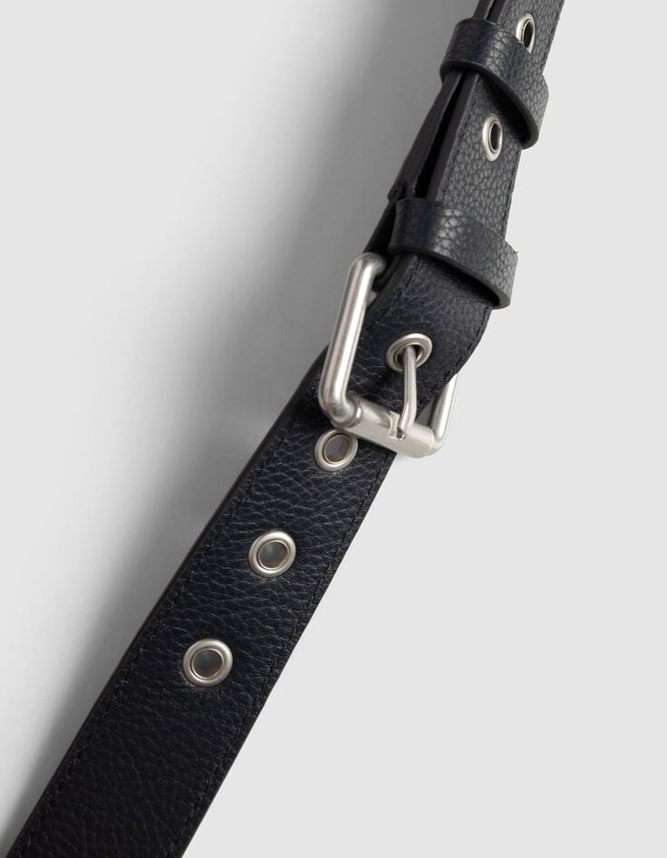 Women’s navy flannel and leather mix 1440 waist bag-7 Women’s navy flannel and leather mix 1440 waist bag-7