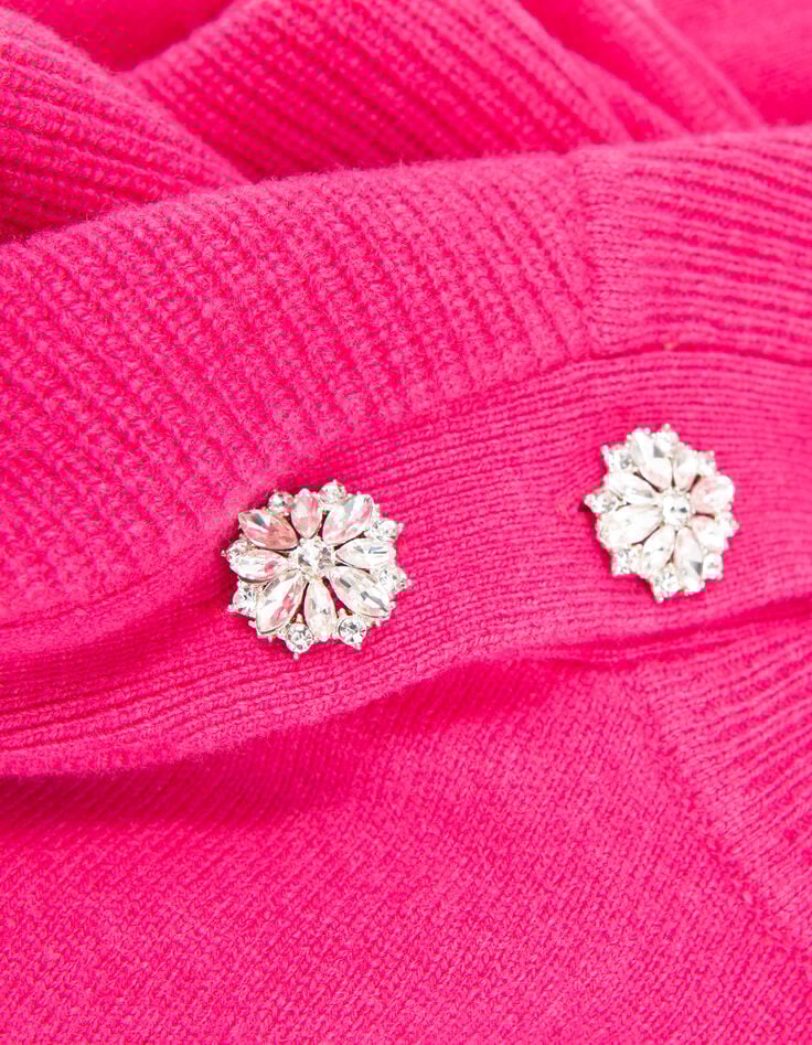 Roze gebreide damestrui knoopjes juwelen op de schouder-7 Roze gebreide damestrui knoopjes juwelen op de schouder-7