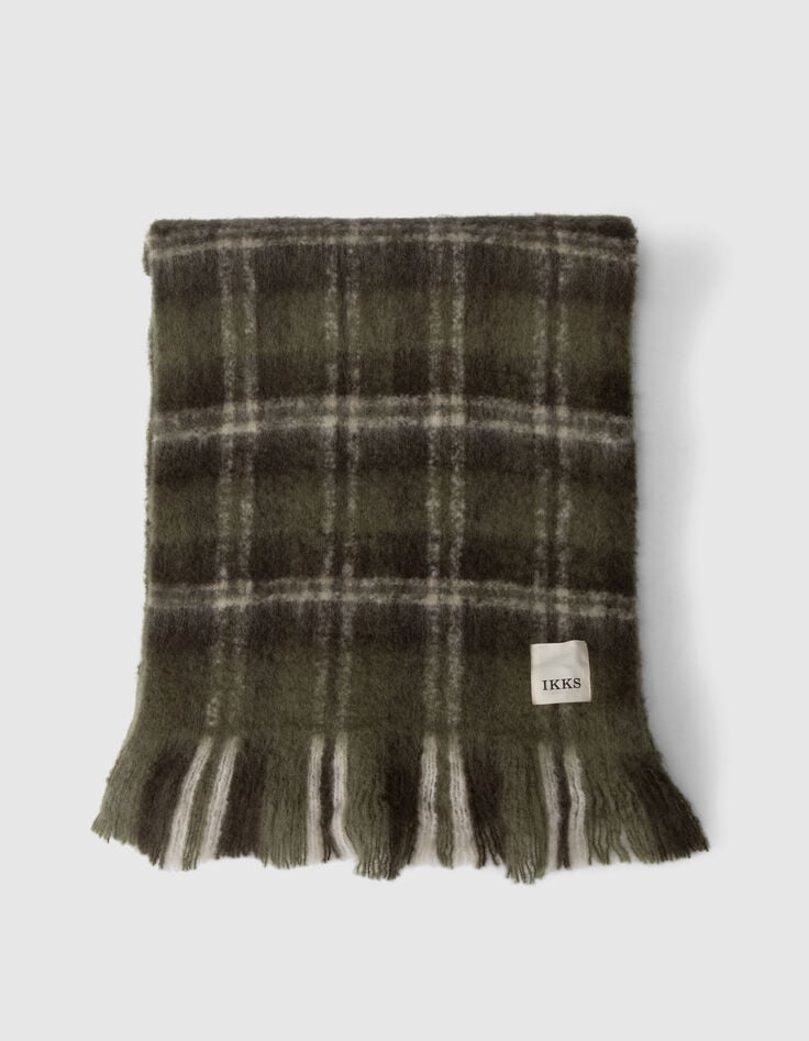Echarpe kaki motif carreaux Femme-2 Echarpe kaki motif carreaux Femme-2