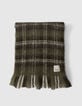 Echarpe kaki motif carreaux Femme-2 Echarpe kaki motif carreaux Femme-2