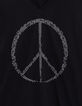 Women's black organic cotton peace and love studded tee-shirt-6