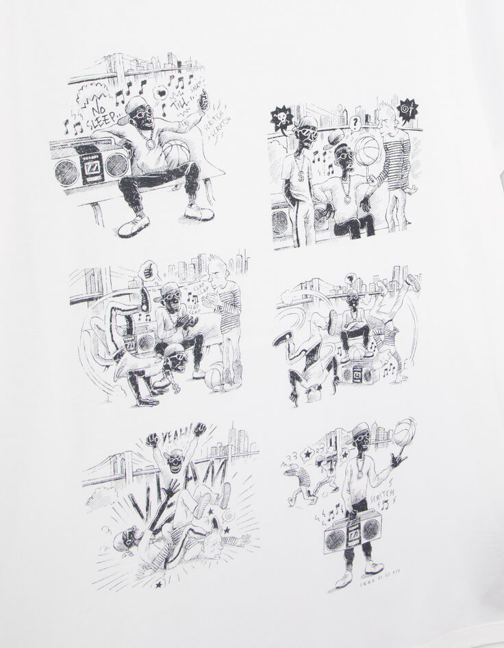 Weißes Herren-T-Shirt bio mit Hip-Hop-Comic-9