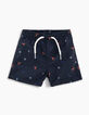 Baby boys' navy printed swim shorts -1