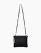 Women's black leather double clutch bag-5