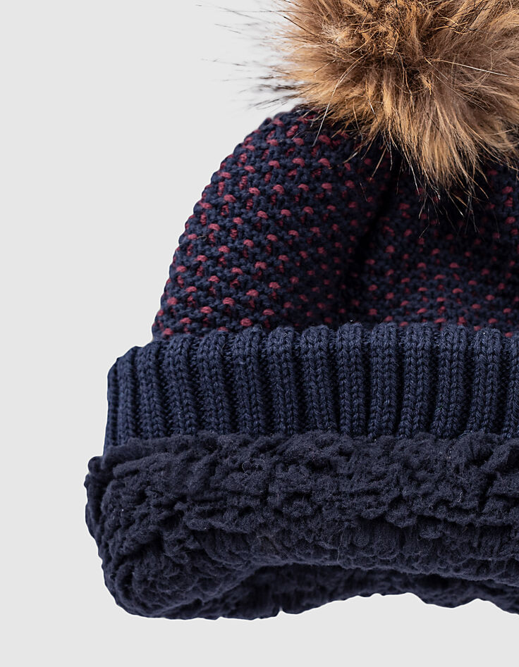 Gorro navy y rojo punto fantasía niño -3