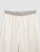 Pantalon large écru plissé élastique pailleté fille-3