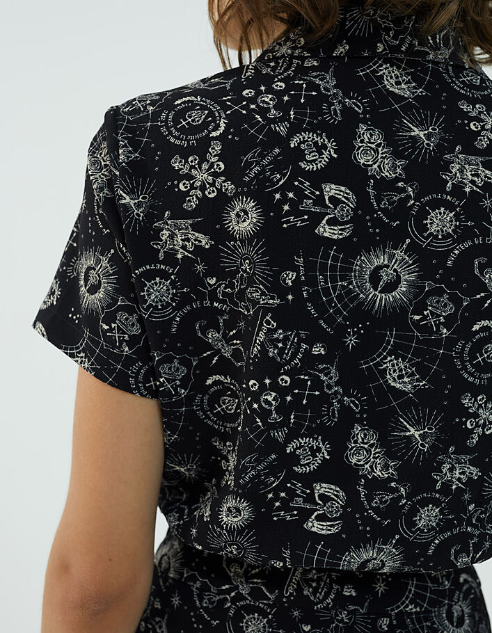 Lange jurk in viscosecrêpe tattooprint-4