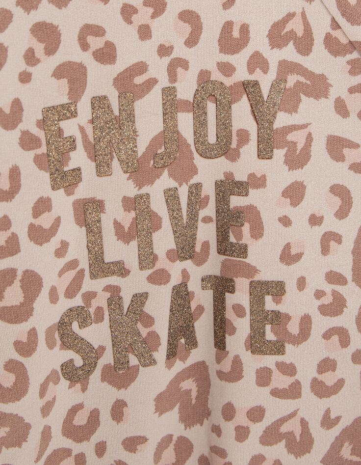 Girls’ ecru sweatshirt with gold leopard slogan print-5