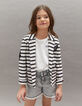 Chaqueta cruda rayas negras insignias niña-5