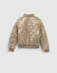 Bomber reversible melocot&oacute;n estampado y caqui ni&ntilde;a-4