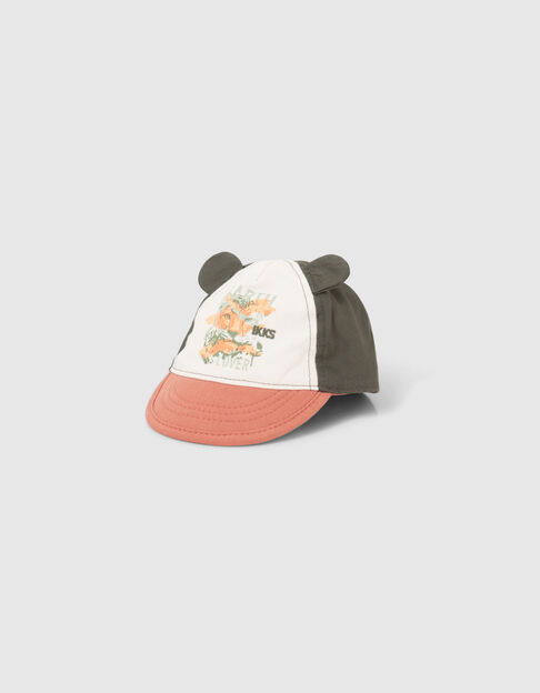 Baby boys’ orange, white and khaki cap