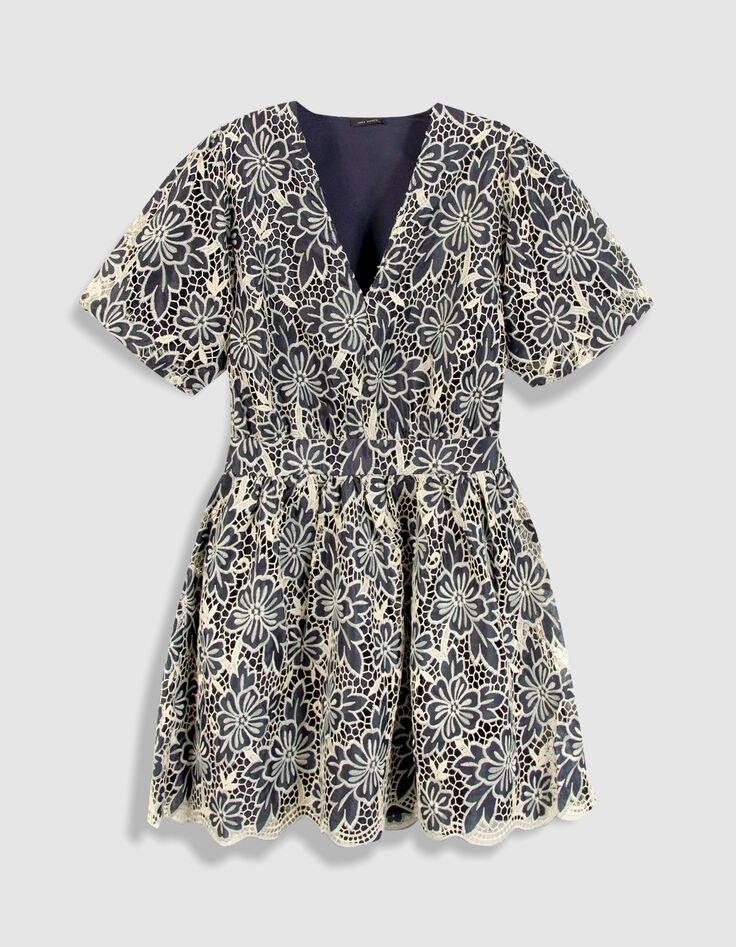 Robe chic marine dentelle &eacute;crue Femme-6