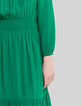 Robe verte upcyclée col collerette Femme-4