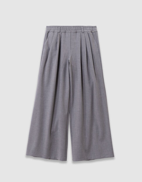 Pantal&oacute;n ancho gris pliegues planos ni&ntilde;a - IKKS