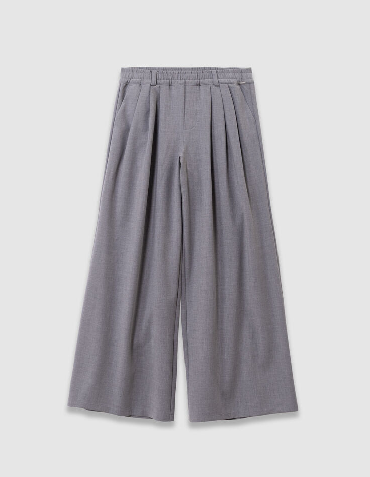 Girls’ grey wide-leg trousers with flat pleats-2