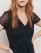 Women’s navy blue recycled crepe voile long dress-4