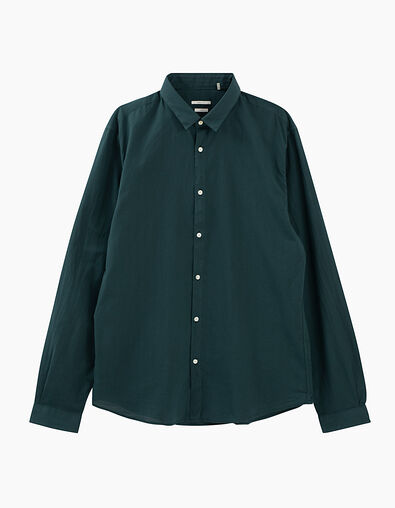 Men’s petrol green voile slim shirt - IKKS