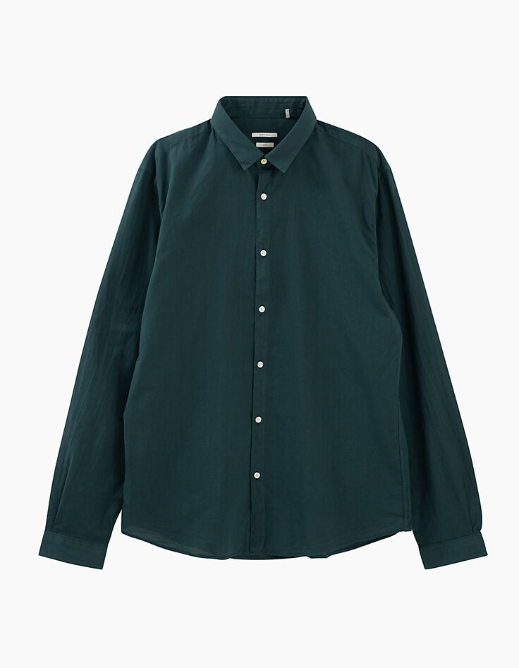 Men’s petrol green voile slim shirt-1