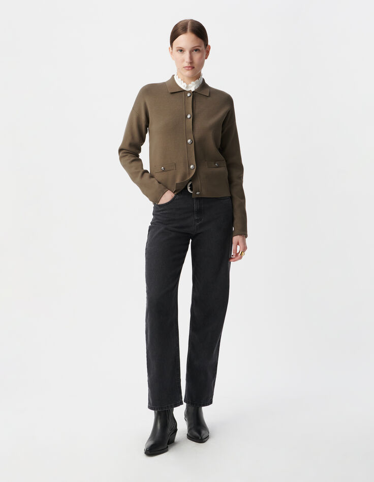 C&aacute;rdigan Chaqueta esp&iacute;ritu de punto caqui Mujer-6