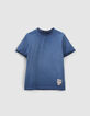 Blaues Jungen-T-Shirt mit Totenkopf auf Flagge hinten-1