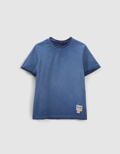 Boys’ blue T-shirt with skull on flag on back - IKKS