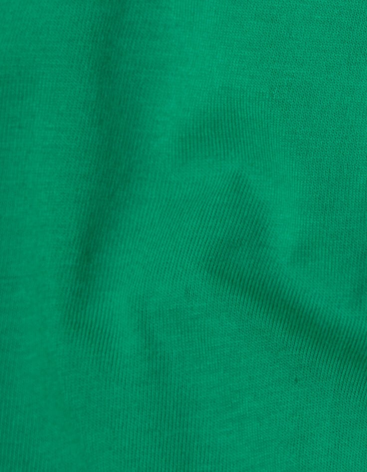 Multi-Material-T-Shirt Grün Mädchen mit Fischgrätenmuster-6