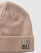 Gorro beige punto etiqueta baloncesto niño-3