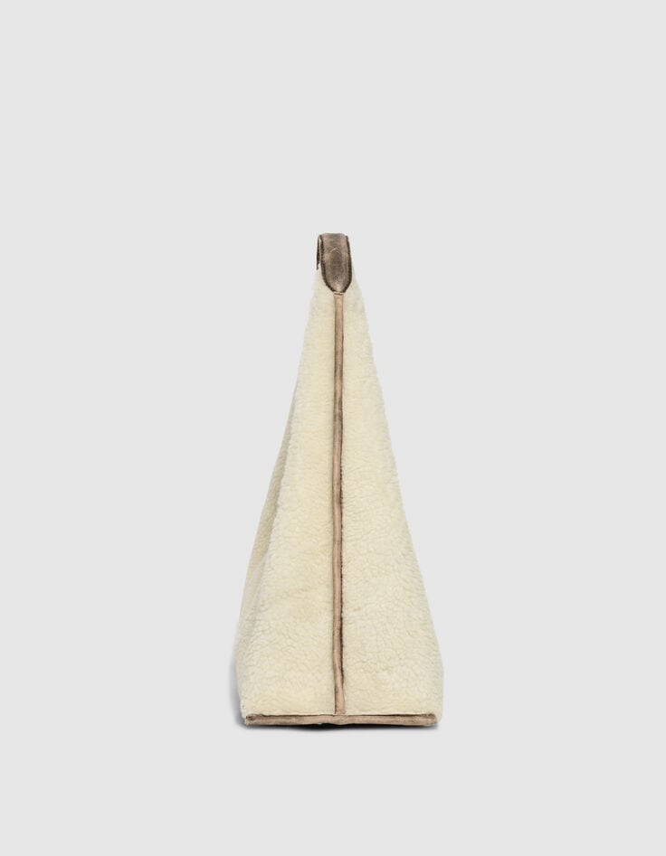 Women’s off-white shearling and leather mix Hobo bag-5 Women’s off-white shearling and leather mix Hobo bag-5