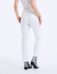 Pantalón sastre tobillero de algodón lino blanco roto mujer-3