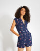 Mono corto azul marino estampado Floral Preppy I.Code -2
