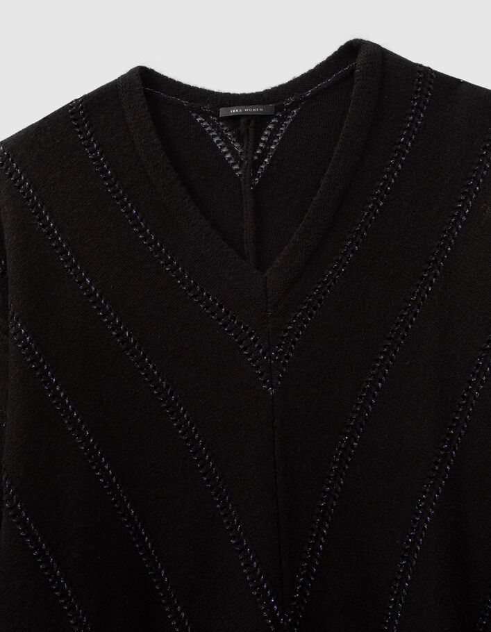 Zwarte trui visgraat met metallic garen dames - IKKS