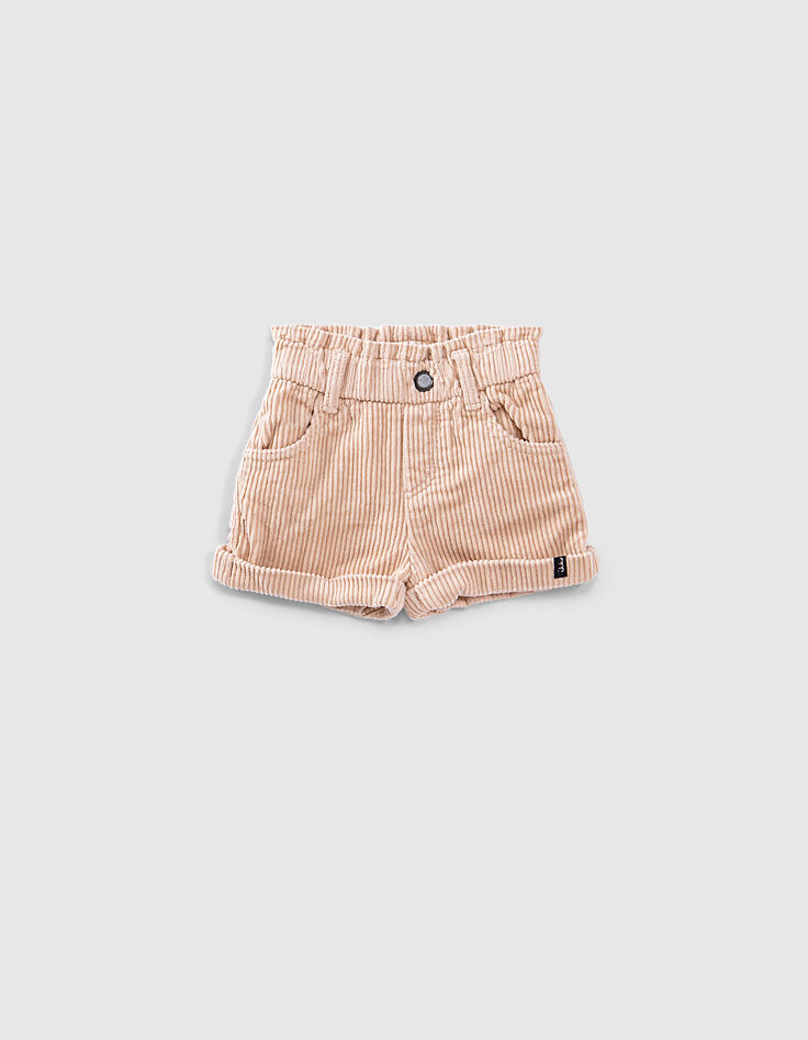 Short rose poudré en velours côtelé bébé fille-1