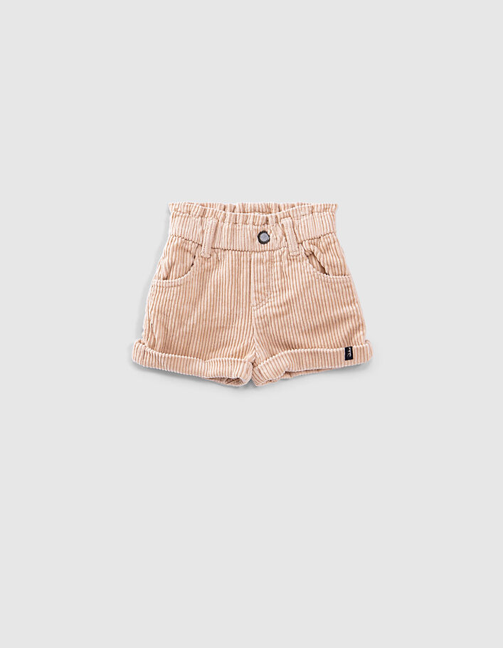 Baby girls' powder pink corduroy shorts - IKKS