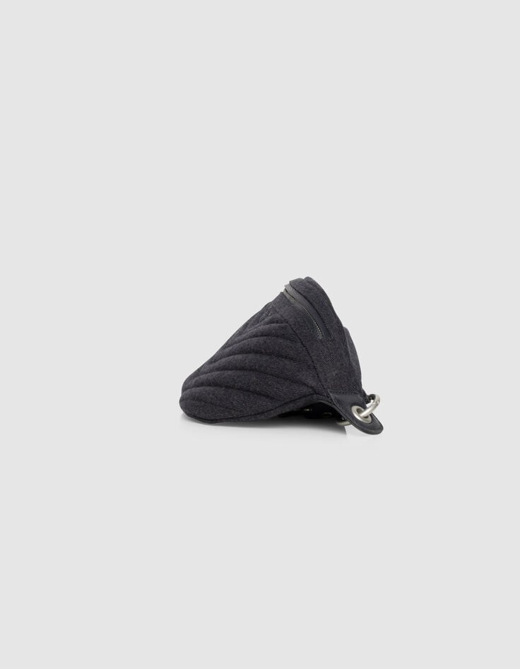 Women’s navy flannel and leather mix 1440 waist bag-6 Women’s navy flannel and leather mix 1440 waist bag-6