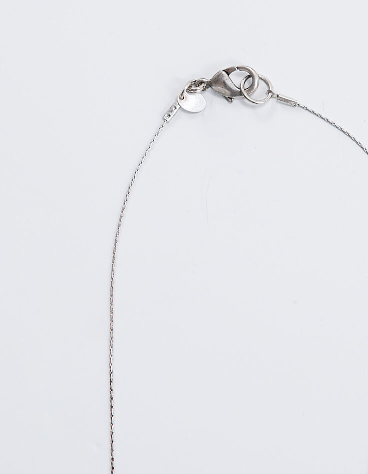 Collier sautoir argenté anneau et pampilles femme-3