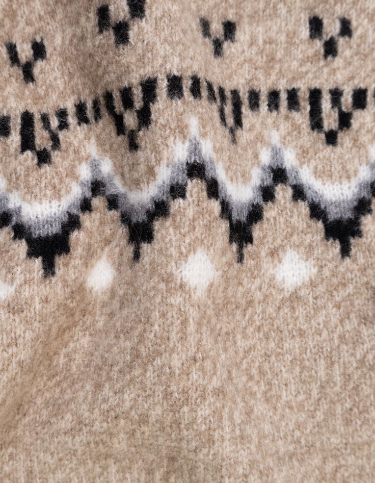 Beige gebreide wintertrui jacquard jongens-8 Beige gebreide wintertrui jacquard jongens-8