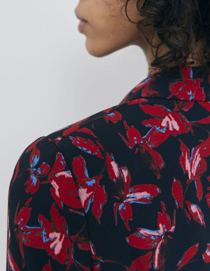 Americana roja floral rock mujer-4