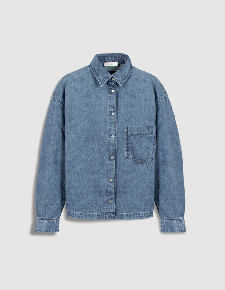 Chemise en jean bleu cropped Femme-6