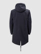 Men's navy blue parka with beige sherpa lining-7