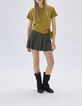 Absintgroen T-shirt biokatoen opzij te knopen Dames-4